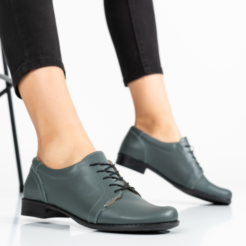 PANTOFI VERDE INCHIS PIELE NATURALA 2S77024
