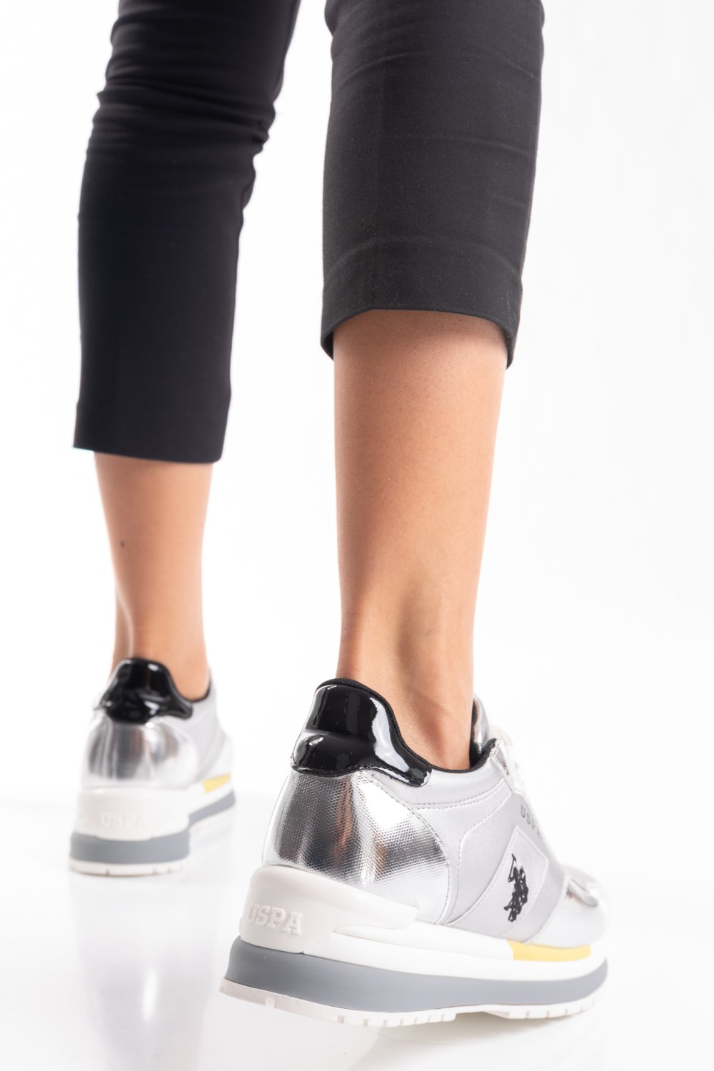 U.S. POLO ASSN, PANTOFI SPORT SILVER BLACK AMY