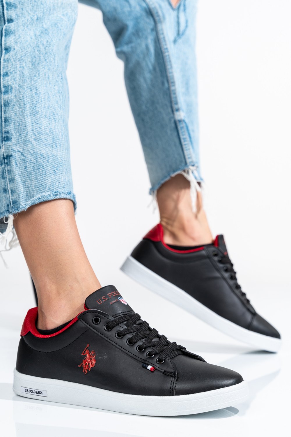 U.S. POLO ASSN, PANTOFI SPORT BLACK-RED FRANCO-GSN