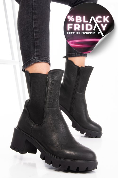 Ghete dama de iarna piele naturala black nabuk 8s77799