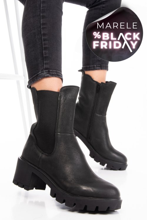 Ghete dama de iarna piele naturala black nabuk 8s77799