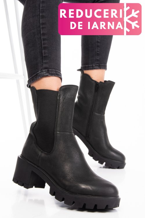 Ghete dama de iarna piele naturala black nabuk 8s77799