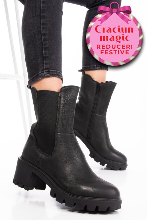 Ghete dama de iarna piele naturala black nabuk 8s77799