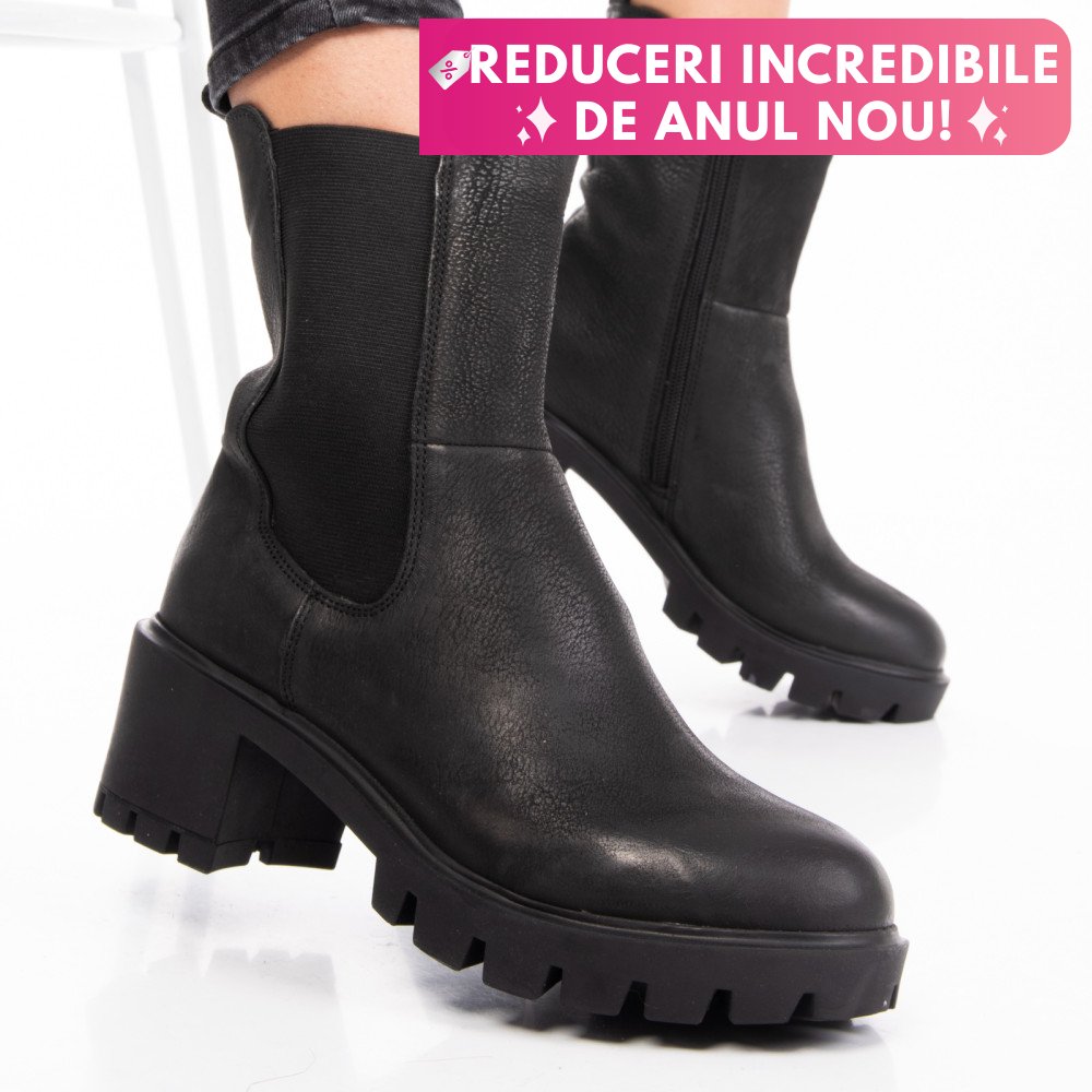 GHETE DAMA DE IARNA PIELE NATURALA BLACK NABUK 8S77799