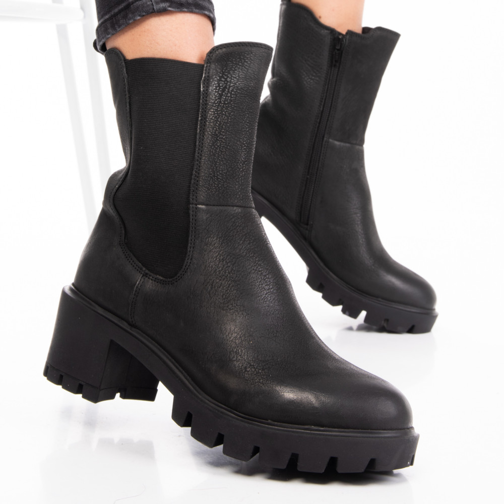 GHETE DAMA DE IARNA PIELE NATURALA BLACK NABUK 8S77799