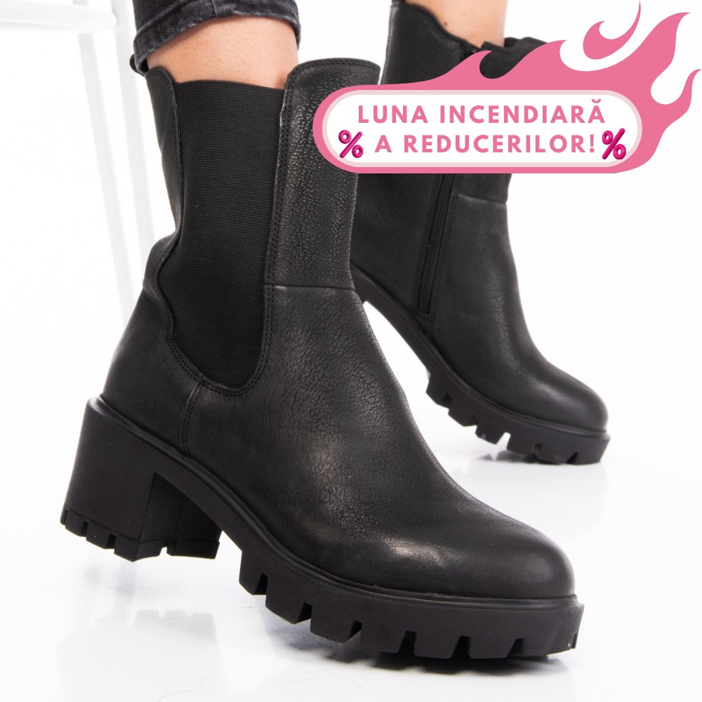 GHETE DAMA PIELE NATURALA BLACK NABUK 8S77799