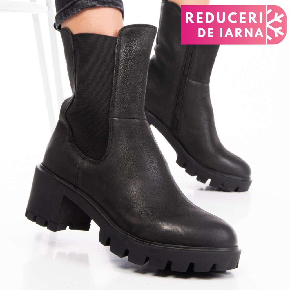 GHETE DAMA DE IARNA PIELE NATURALA BLACK NABUK 8S77799