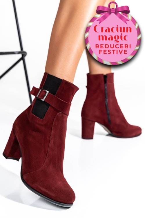 Botine dama piele naturala intoarsa visinii 7s7770