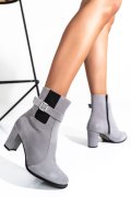 BOTINE DAMA PIELE NATURALA INTOARSA GRI 7S7770