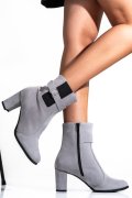 BOTINE DAMA PIELE NATURALA INTOARSA GRI 7S7770