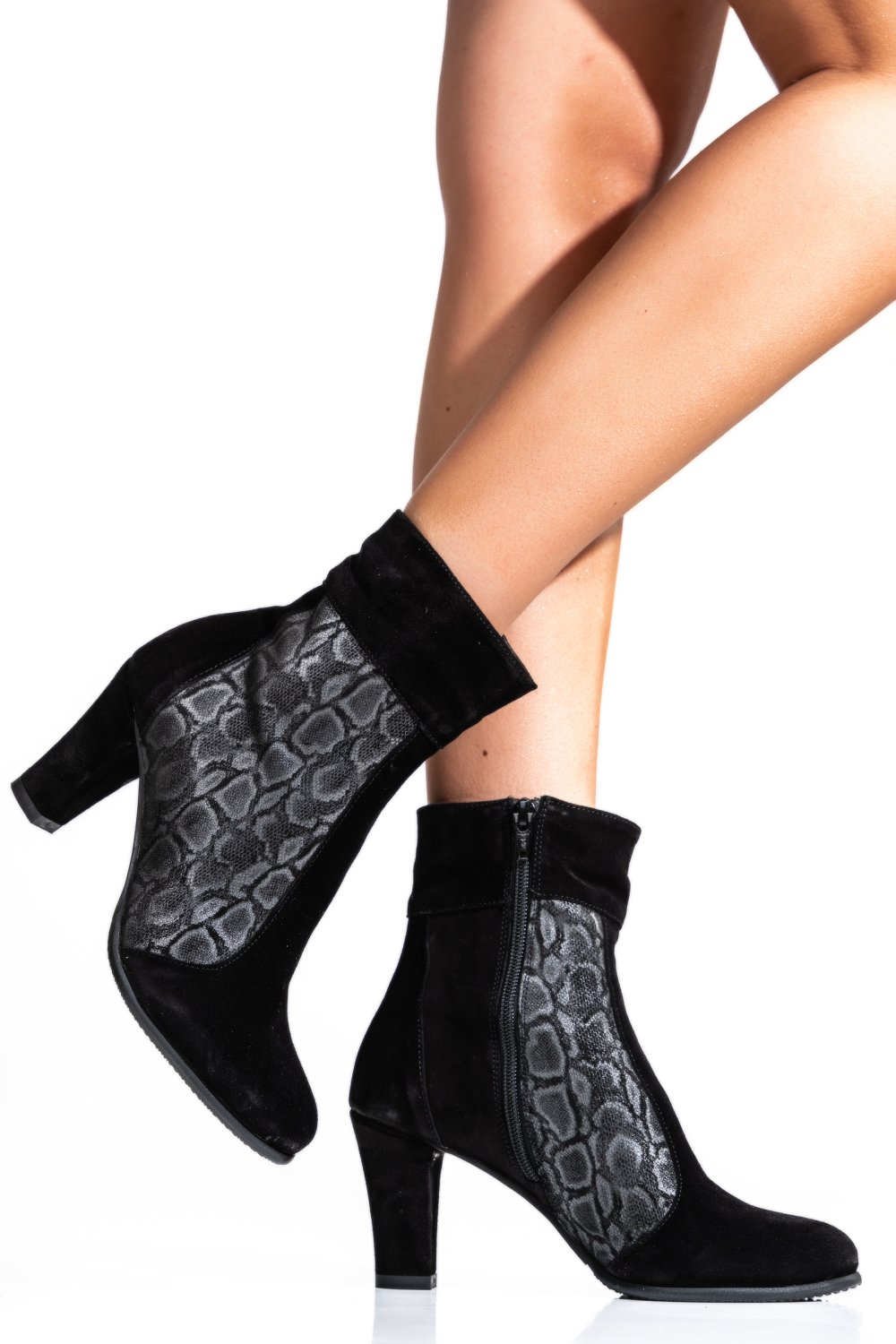 BOTINE DAMA PIELE NATURALA INTOARSA NEGRE SNK 7S7771