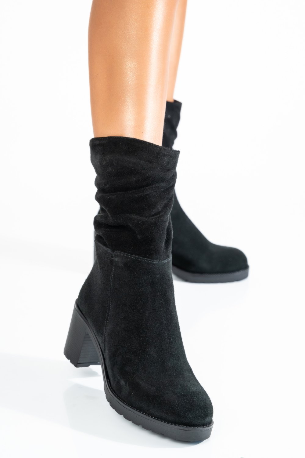 GHETE DAMA PIELE NATURALA INTOARSA NEGRE 222843SP