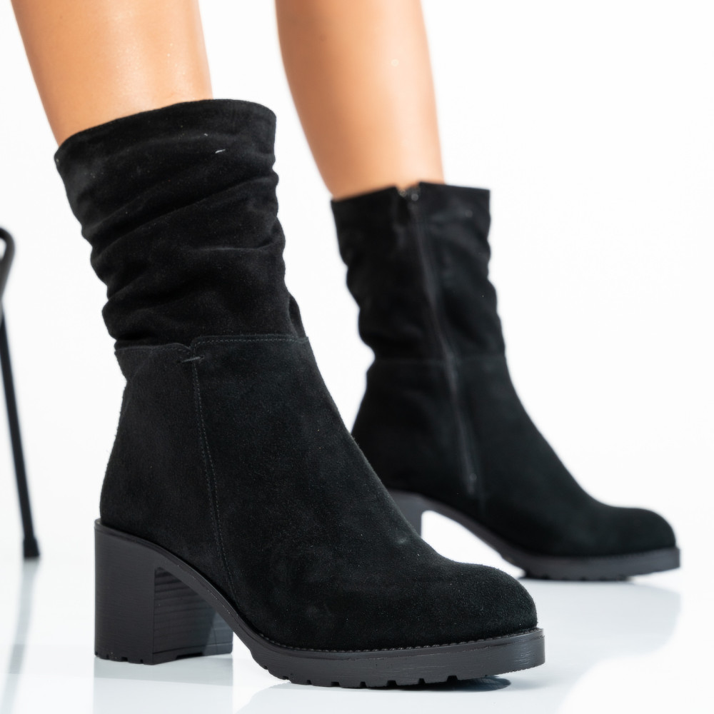 GHETE DAMA PIELE NATURALA INTOARSA NEGRE 222843SP