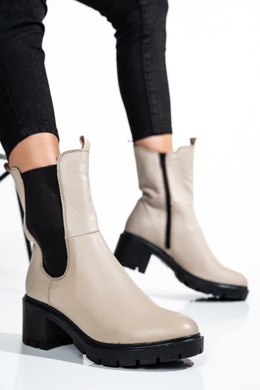 GHETE DAMA PIELE NATURALA BEJ 8S77799