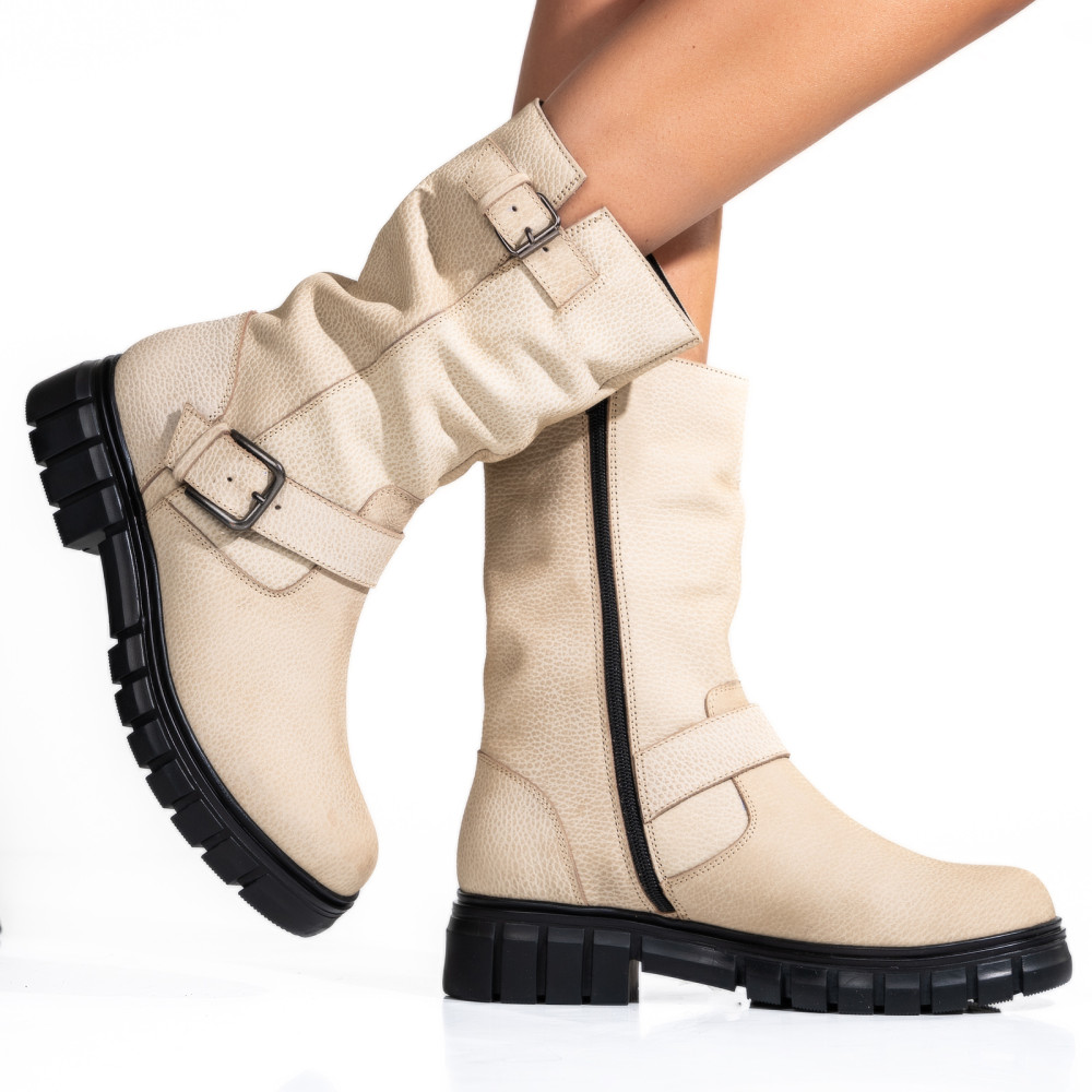 CIZME FEMEI CAPTUSITE PIELE NATURALA BEJ 7S77902