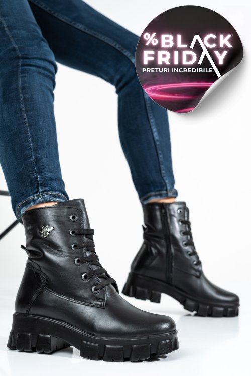 Ghete femei piele naturala negre 9s7752
