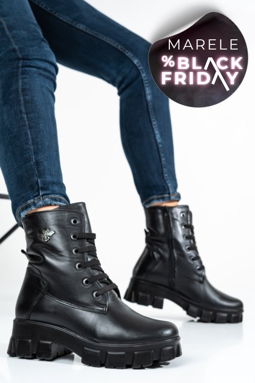 Ghete femei piele naturala negre 9s7752