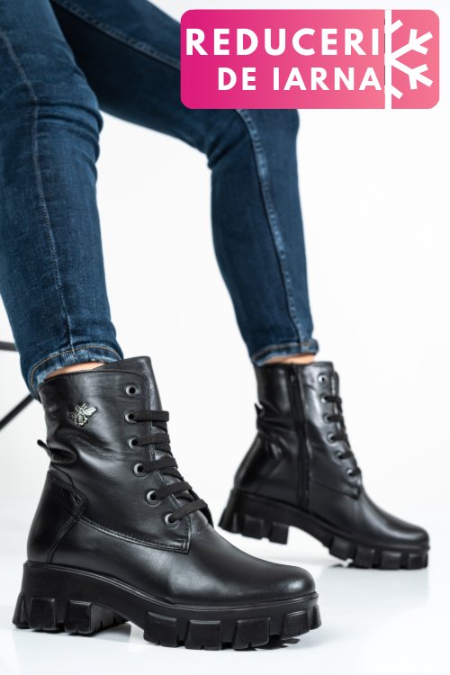 Ghete femei piele naturala negre 9s7752