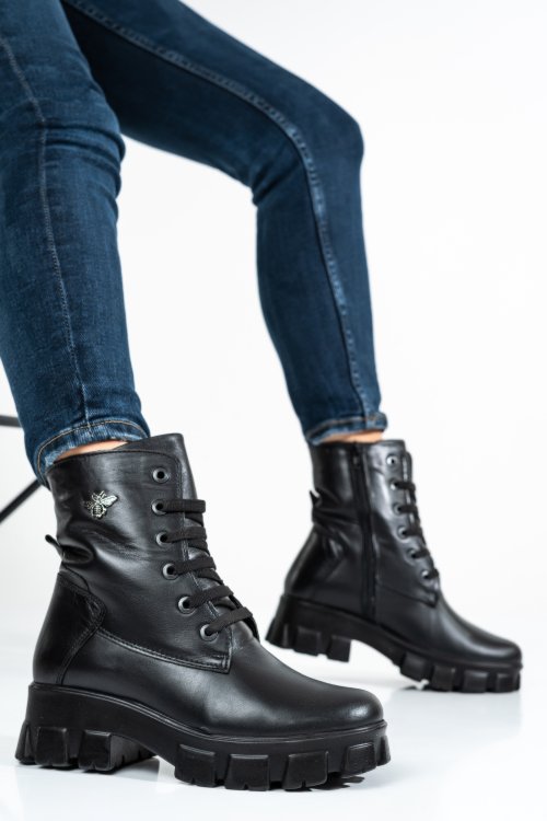 Ghete femei piele naturala negre 9s7752