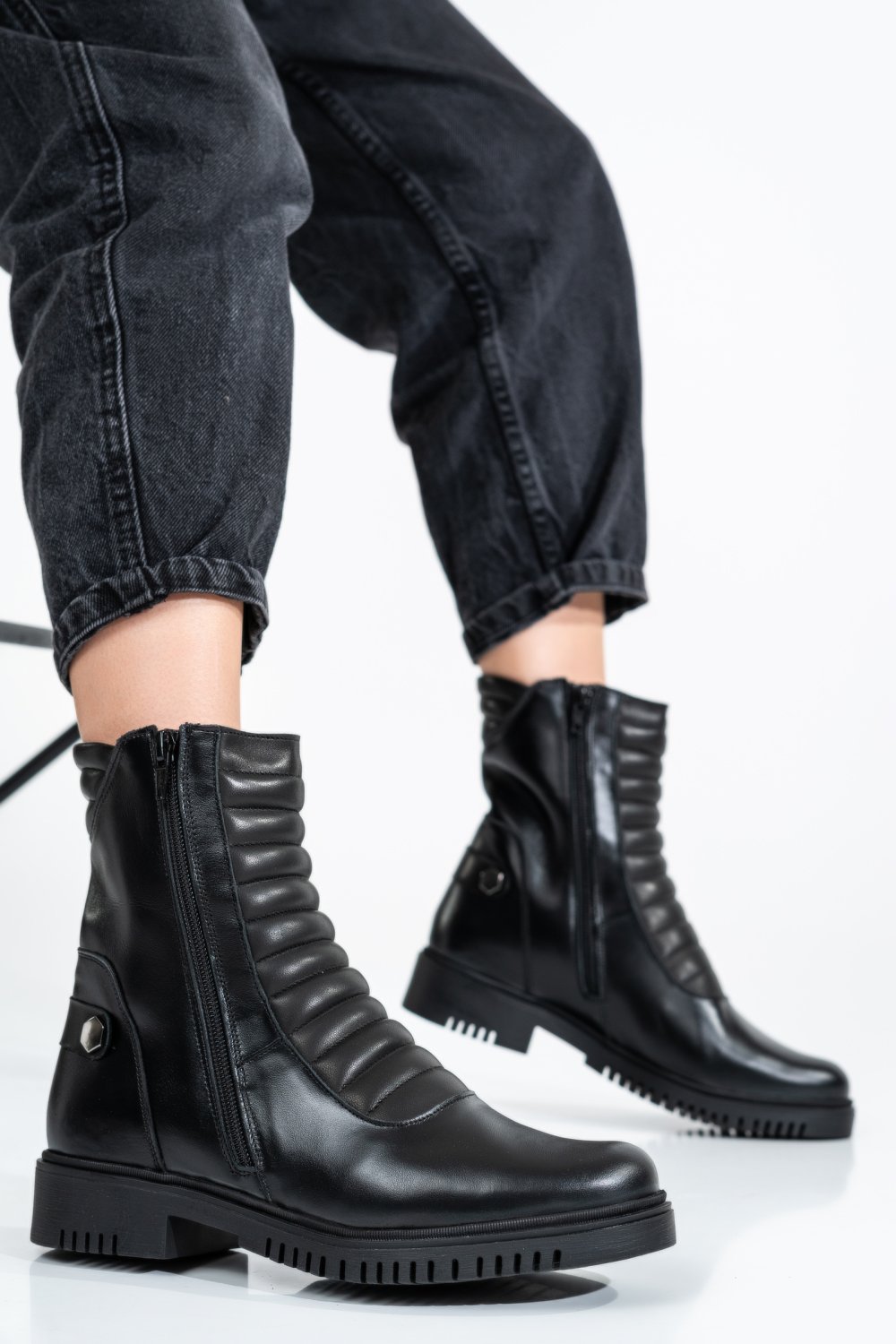 GHETE DAMA PIELE NATURALA NEGRE 9S7753