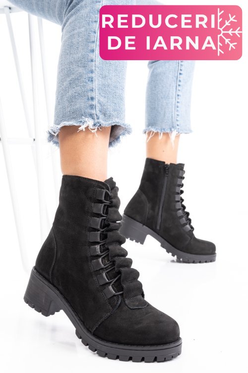 Ghete dama piele naturala intoarsa negre 1s7782859