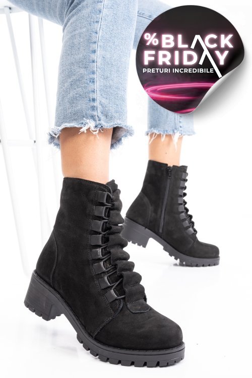 Ghete dama piele naturala intoarsa negre 1s7782859