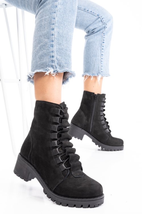 Ghete dama piele naturala intoarsa negre 1s7782859