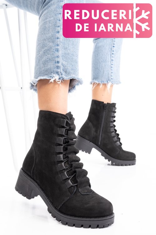 Ghete dama piele naturala intoarsa negre 1s7782859