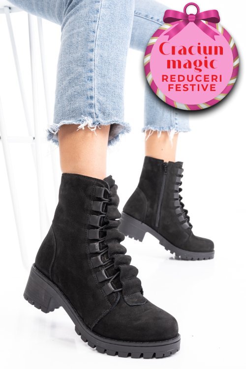 Ghete dama piele naturala intoarsa negre 1s7782859