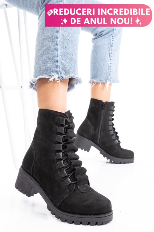 Ghete dama piele naturala intoarsa negre 1s7782859