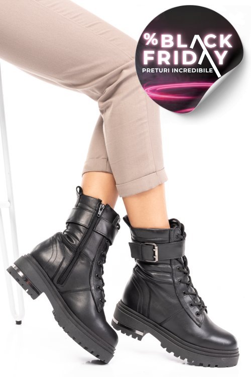 Ghete femei piele naturala negre 202846np