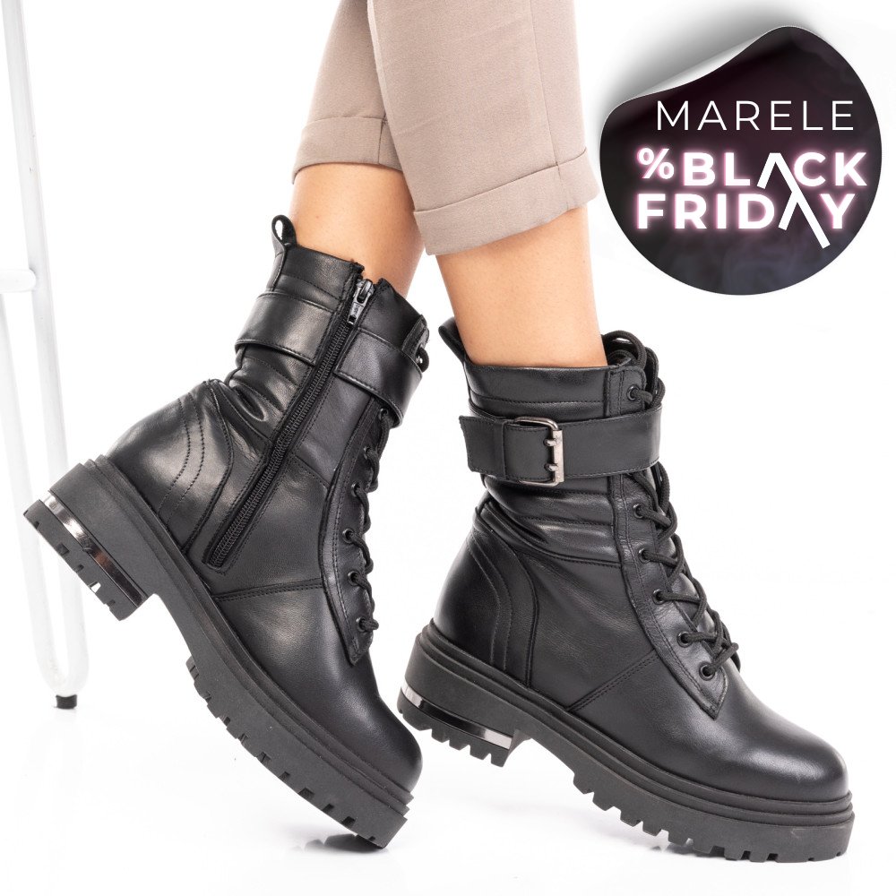 GHETE FEMEI PIELE NATURALA NEGRE 202846NP