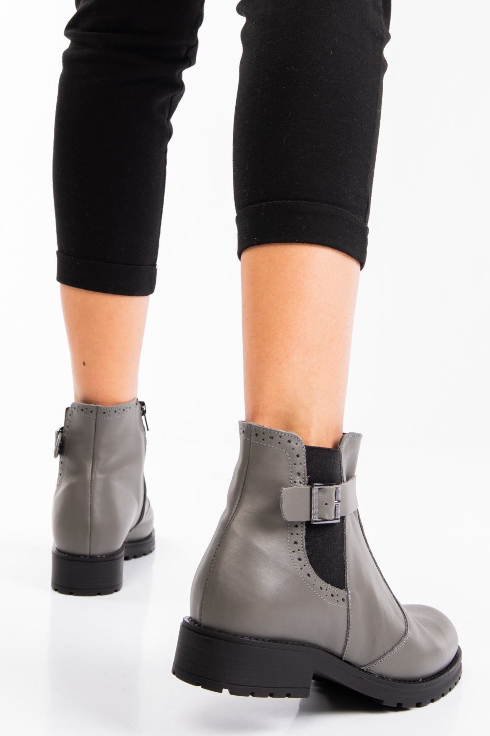 GHETE DAMA PIELE NATURALA GRI 0S7782