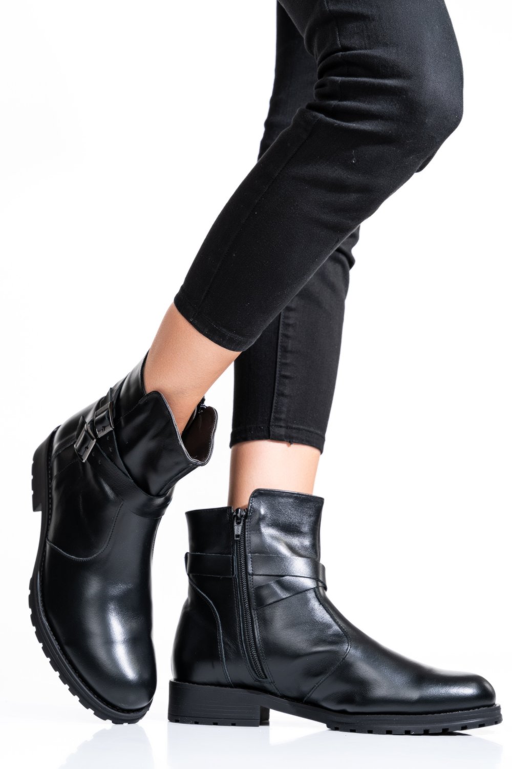 GHETE DAMA IMBLANITE PIELE NATURALA NEGRE 0S7780