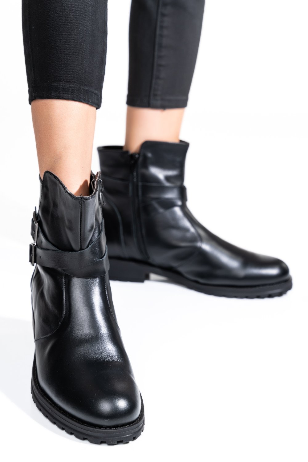 GHETE DAMA IMBLANITE PIELE NATURALA NEGRE 0S7780