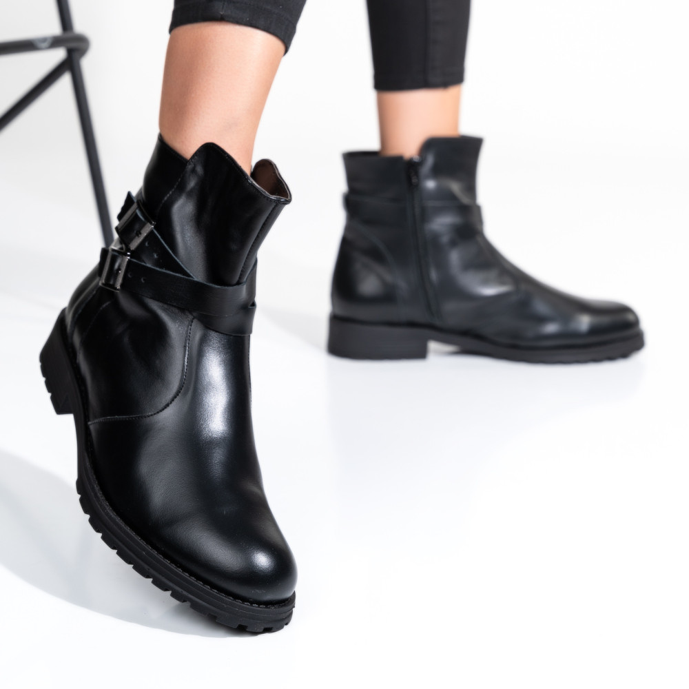 GHETE DAMA IMBLANITE PIELE NATURALA NEGRE 0S7780