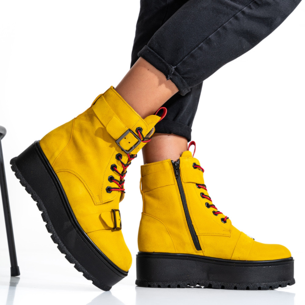 GHETE DAMA IMBLANITE PIELE NATURALA INTOARSA GALBENE 3S7700