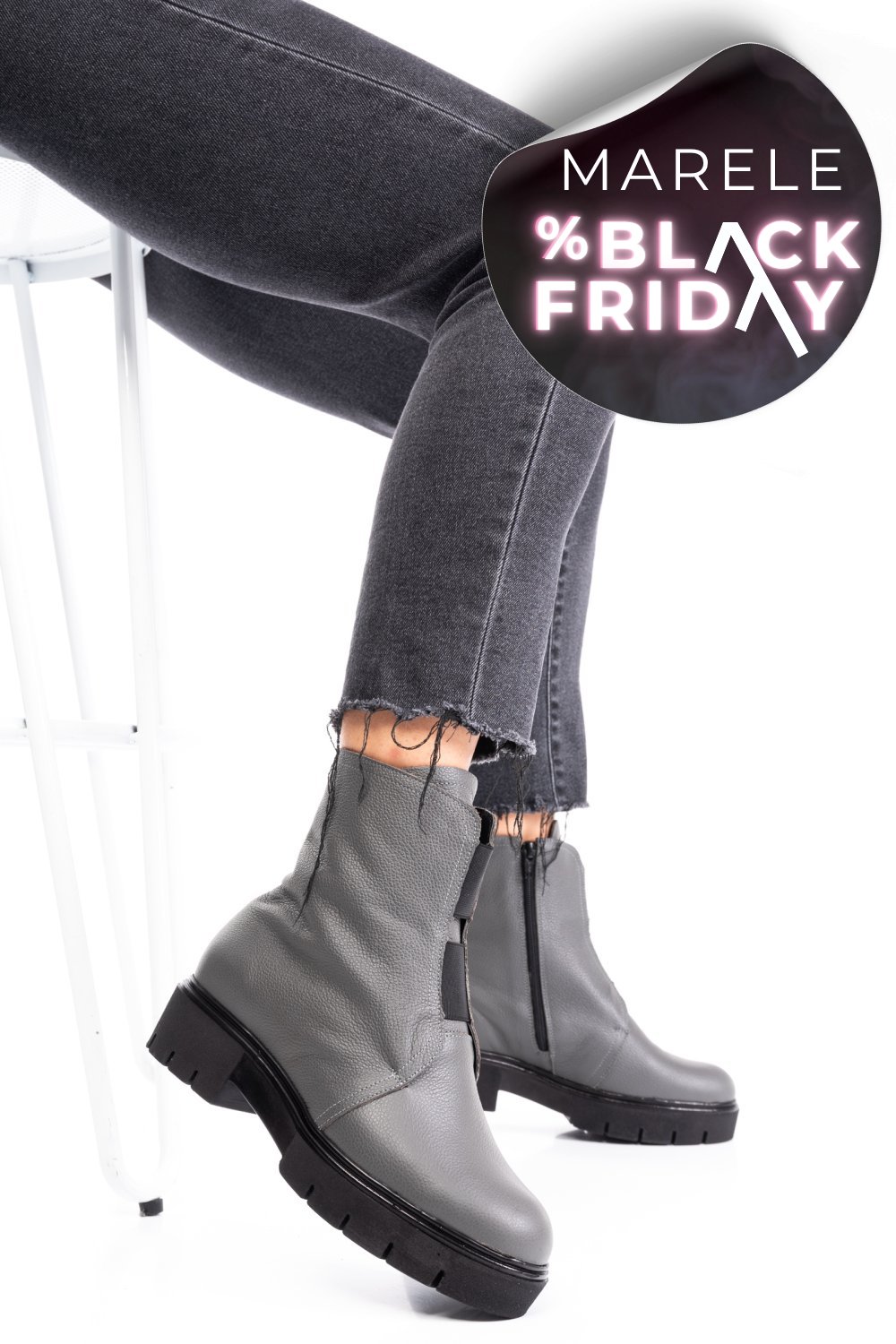 GHETE DAMA PIELE NATURALA GRI 1S7770