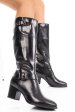Cizme dama piele naturala negre cu toc mic 6s77134