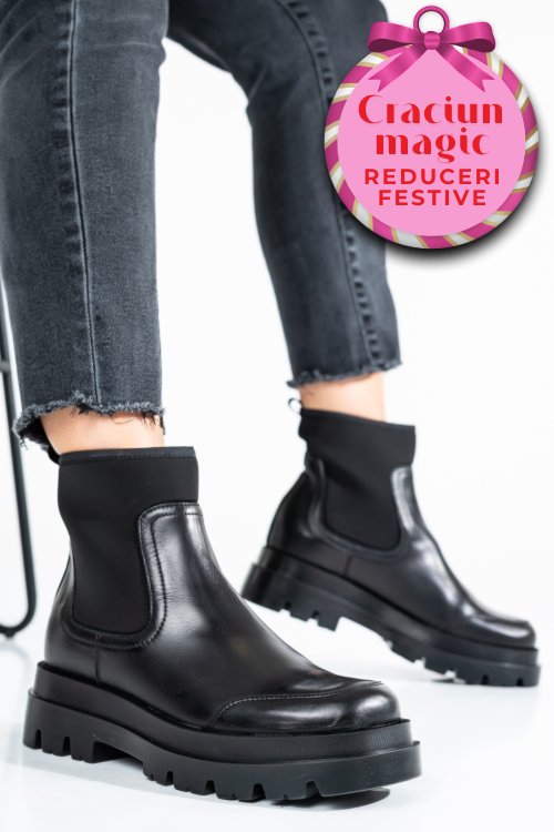 Ghete dama piele naturala negre 8s77962