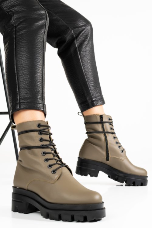 Ghete dama piele naturala khaki 1s7780