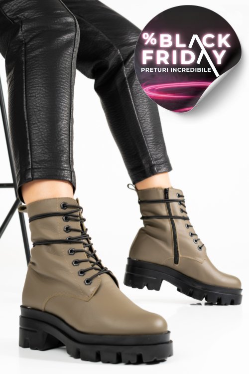 Ghete dama piele naturala khaki 1s7780