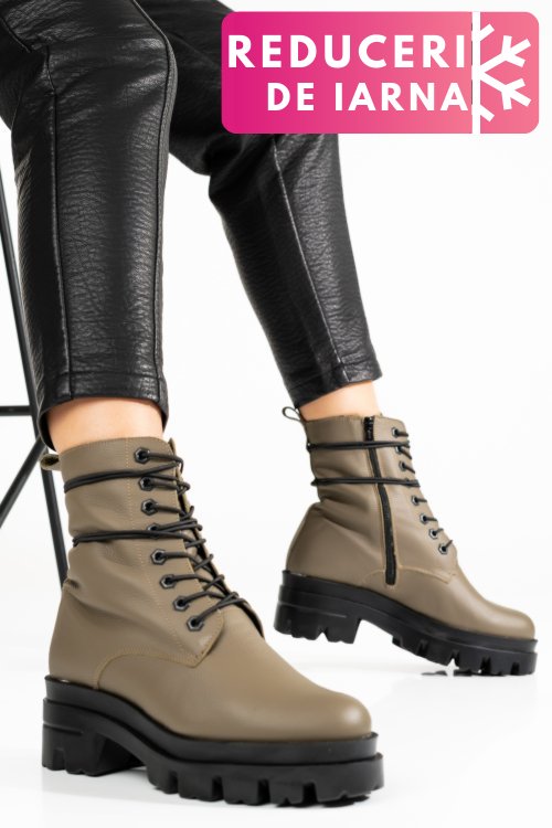 Ghete dama piele naturala khaki 1s7780