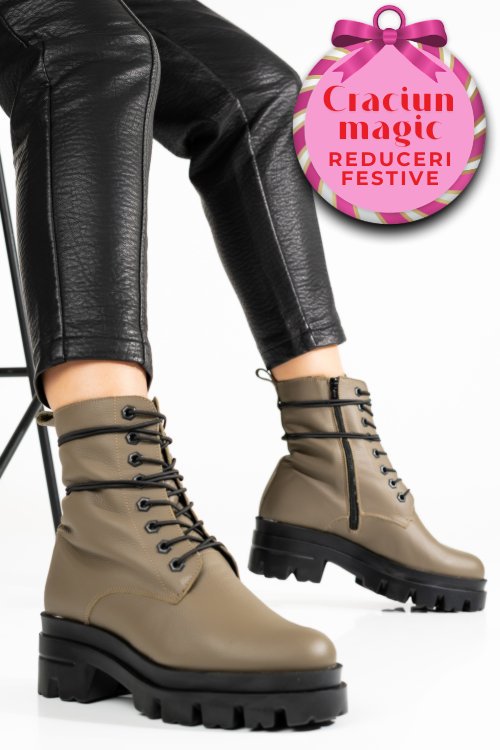 Ghete dama piele naturala khaki 1s7780