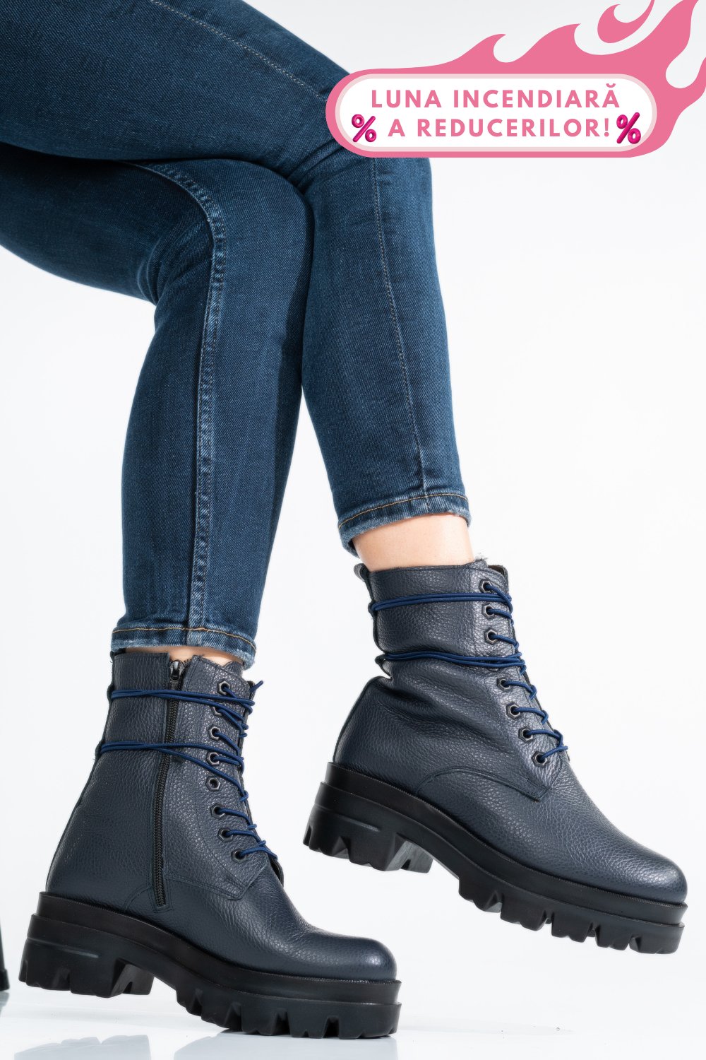 GHETE DAMA DE IARNA PIELE NATURALA BLEUMARIN 1S7780
