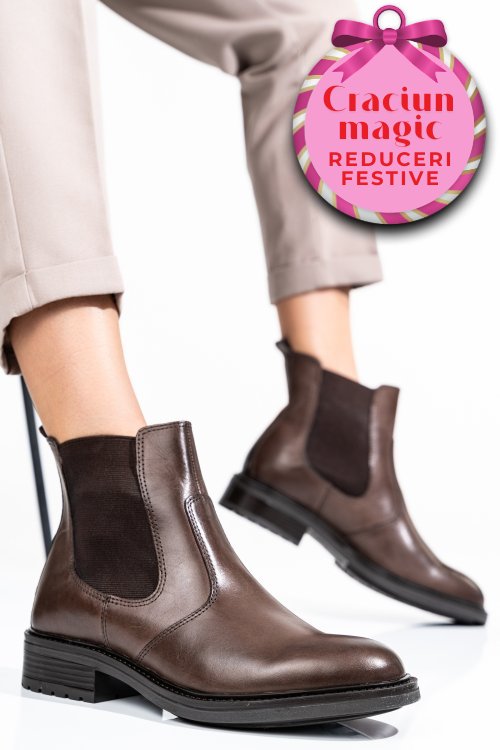 Ghete dama piele naturala maro ws77h66h03