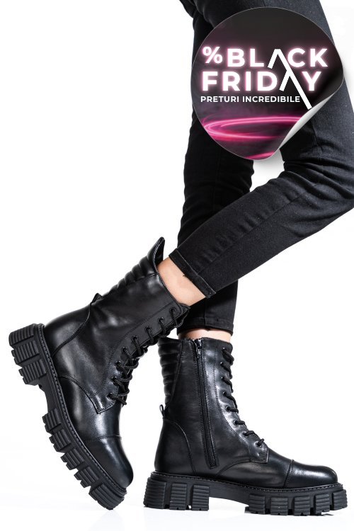 Ghete dama piele naturala negre 2s7732-048np