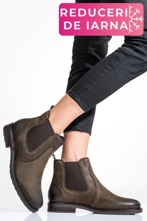 Ghete dama piele naturala nabuk maro 6s77486