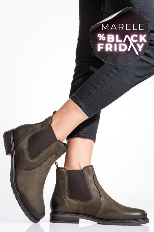 Ghete dama piele naturala nabuk maro 6s77486