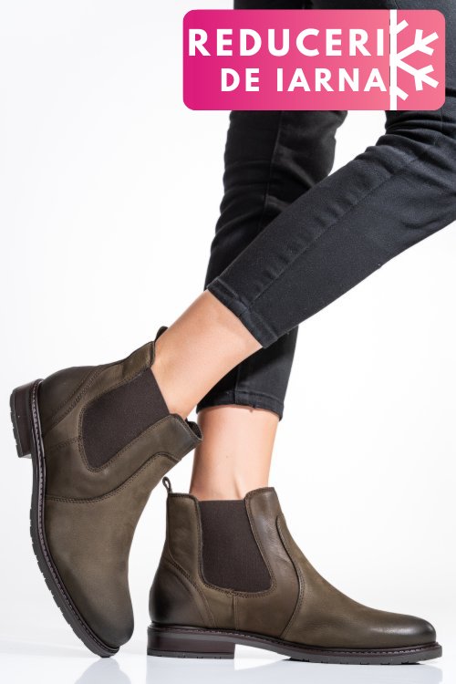 Ghete dama piele naturala nabuk maro 6s77486